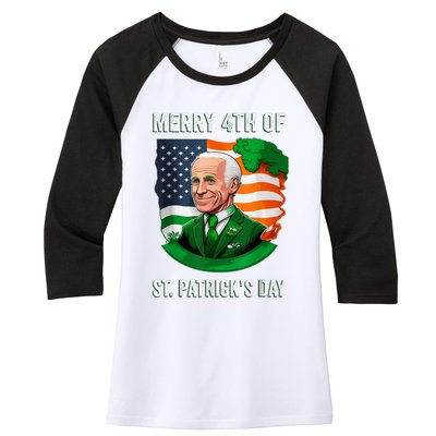 Happy 4th Of July Confused Funny Joe Biden St Patricks Day Women's Tri-Blend 3/4-Sleeve Raglan Shirt