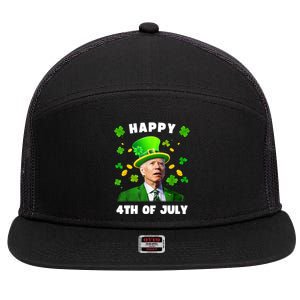 Happy 4th Of July St Patricks Day Funny Confused Joe Biden Great Gift 7 Panel Mesh Trucker Snapback Hat