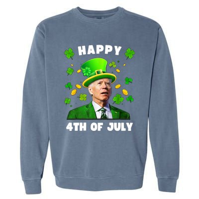 Happy 4th Of July St Patricks Day Funny Confused Joe Biden Great Gift Garment-Dyed Sweatshirt