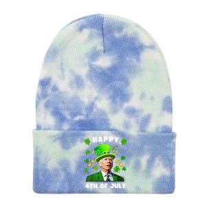 Happy 4th Of July St Patricks Day Funny Confused Joe Biden Great Gift Tie Dye 12in Knit Beanie