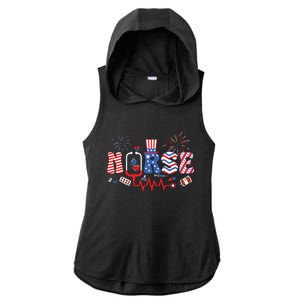 Happy 4th Of July Nurse Women Girl Scrub Top Ladies PosiCharge Tri-Blend Wicking Draft Hoodie Tank