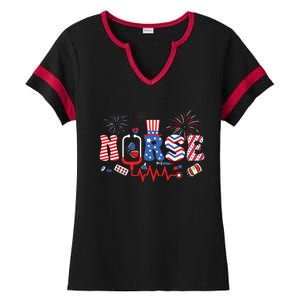 Happy 4th Of July Nurse Women Girl Scrub Top Ladies Halftime Notch Neck Tee