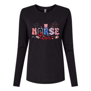 Happy 4th Of July Nurse Women Girl Scrub Top Womens Cotton Relaxed Long Sleeve T-Shirt