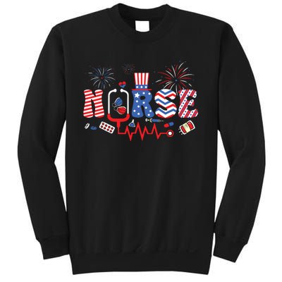 Happy 4th Of July Nurse Women Girl Scrub Top Sweatshirt