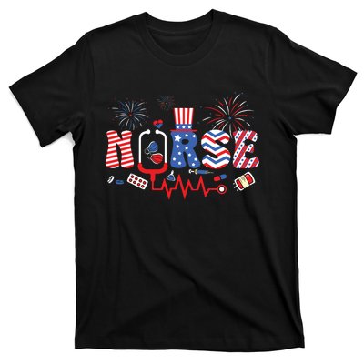 Happy 4th Of July Nurse Women Girl Scrub Top T-Shirt