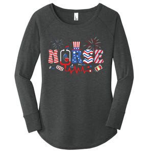 Happy 4th Of July Nurse Women Girl Scrub Top Women's Perfect Tri Tunic Long Sleeve Shirt