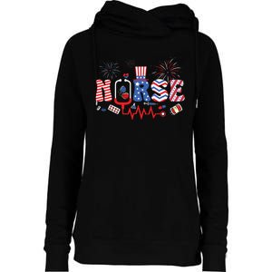 Happy 4th Of July Nurse Women Girl Scrub Top Womens Funnel Neck Pullover Hood