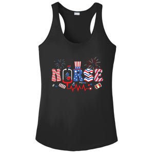 Happy 4th Of July Nurse Women Girl Scrub Top Ladies PosiCharge Competitor Racerback Tank