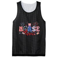 Happy 4th Of July Nurse Women Girl Scrub Top Mesh Reversible Basketball Jersey Tank