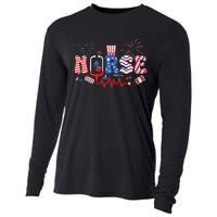 Happy 4th Of July Nurse Women Girl Scrub Top Cooling Performance Long Sleeve Crew