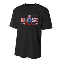 Happy 4th Of July Nurse Women Girl Scrub Top Youth Performance Sprint T-Shirt