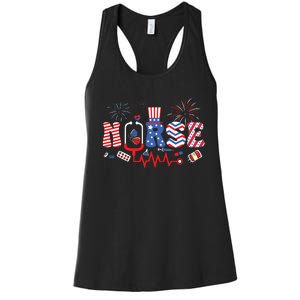 Happy 4th Of July Nurse Women Girl Scrub Top Women's Racerback Tank