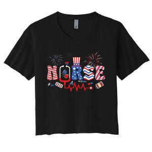 Happy 4th Of July Nurse Women Girl Scrub Top Women's Crop Top Tee