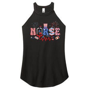 Happy 4th Of July Nurse Women Girl Scrub Top Women's Perfect Tri Rocker Tank