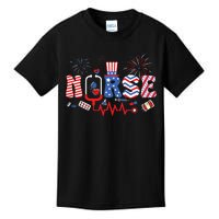 Happy 4th Of July Nurse Women Girl Scrub Top Kids T-Shirt