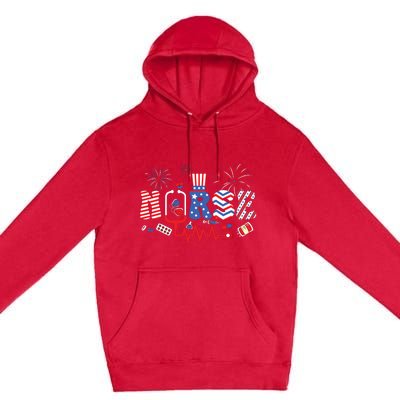 Happy 4th Of July Nurse Women Girl Scrub Top Premium Pullover Hoodie