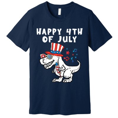 Happy 4th Of July T Rex Dino Dinosaur Baby Boy Premium T-Shirt