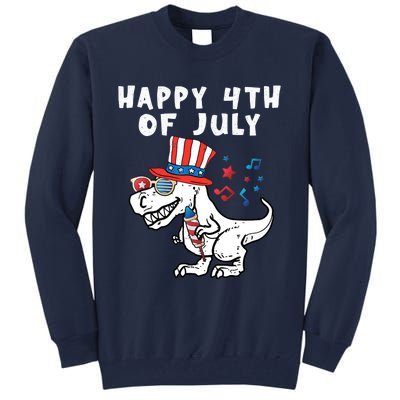 Happy 4th Of July T Rex Dino Dinosaur Baby Boy Tall Sweatshirt