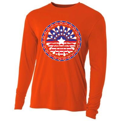 Holiday 4th Of July Gift Sunflower America Patriotic Gift Cooling Performance Long Sleeve Crew