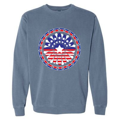 Holiday 4th Of July Gift Sunflower America Patriotic Gift Garment-Dyed Sweatshirt