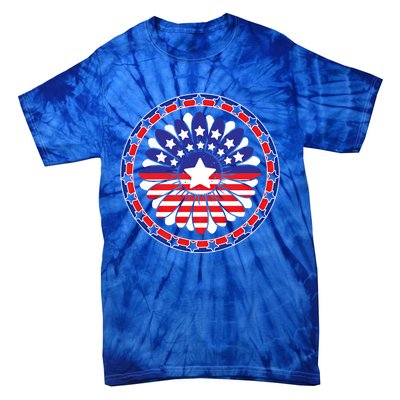 Holiday 4th Of July Gift Sunflower America Patriotic Gift Tie-Dye T-Shirt