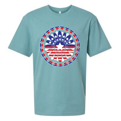 Holiday 4th Of July Gift Sunflower America Patriotic Gift Sueded Cloud Jersey T-Shirt