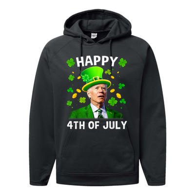 Happy 4th Of July Confused Funny Joe Biden St Patricks Day Performance Fleece Hoodie