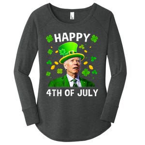 Happy 4th Of July Confused Funny Joe Biden St Patricks Day Women's Perfect Tri Tunic Long Sleeve Shirt