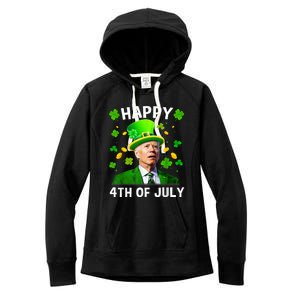 Happy 4th Of July Confused Funny Joe Biden St Patricks Day Women's Fleece Hoodie