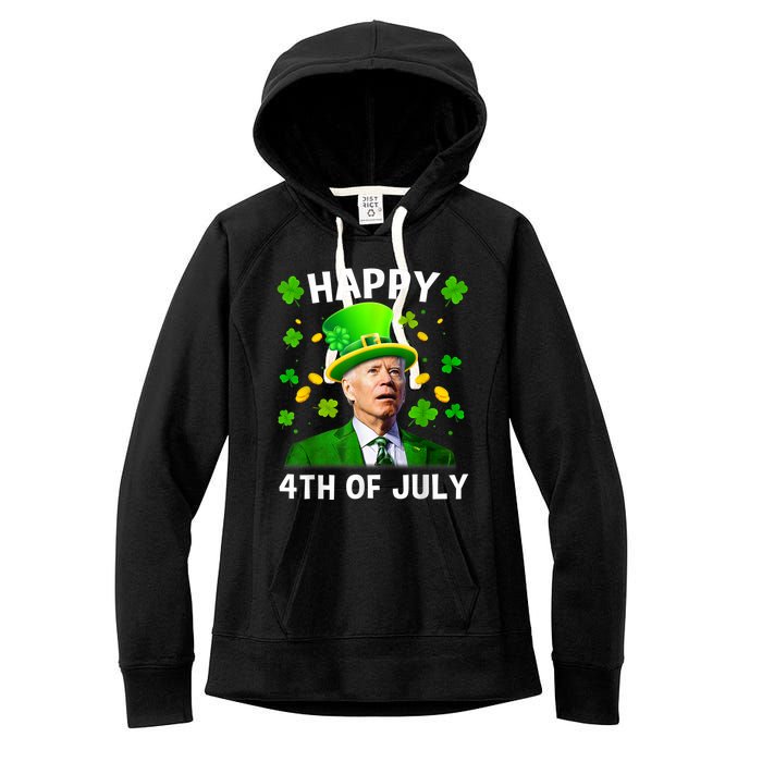 Happy 4th Of July Confused Funny Joe Biden St Patricks Day Women's Fleece Hoodie