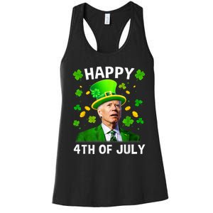 Happy 4th Of July Confused Funny Joe Biden St Patricks Day Women's Racerback Tank