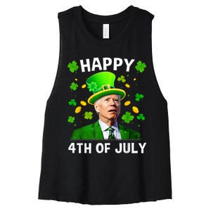 Happy 4th Of July Confused Funny Joe Biden St Patricks Day Women's Racerback Cropped Tank