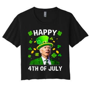 Happy 4th Of July Confused Funny Joe Biden St Patricks Day Women's Crop Top Tee