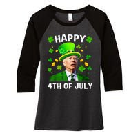 Happy 4th Of July Confused Funny Joe Biden St Patricks Day Women's Tri-Blend 3/4-Sleeve Raglan Shirt