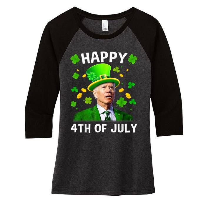 Happy 4th Of July Confused Funny Joe Biden St Patricks Day Women's Tri-Blend 3/4-Sleeve Raglan Shirt