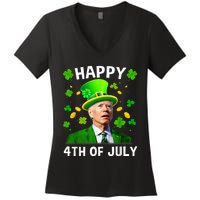 Happy 4th Of July Confused Funny Joe Biden St Patricks Day Women's V-Neck T-Shirt