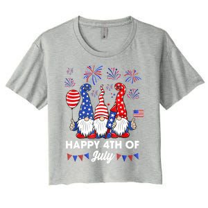 Happy 4th Of July Gnomes Gift Women's Crop Top Tee