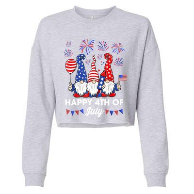 Happy 4th Of July Gnomes Gift Cropped Pullover Crew