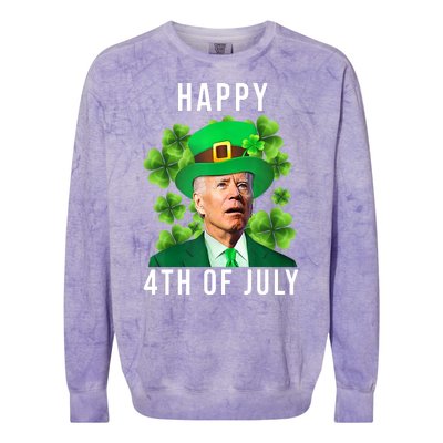 Happy 4th Of July Joe Biden Funny St Patrick's Day Colorblast Crewneck Sweatshirt