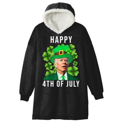 Happy 4th Of July Joe Biden Funny St Patrick's Day Hooded Wearable Blanket
