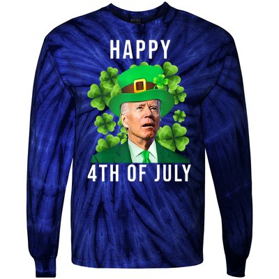 Happy 4th Of July Joe Biden Funny St Patrick's Day Tie-Dye Long Sleeve Shirt