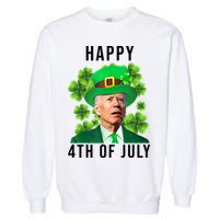Happy 4th Of July Joe Biden Funny St Patrick's Day Garment-Dyed Sweatshirt