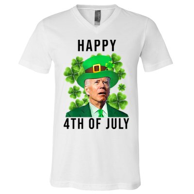 Happy 4th Of July Joe Biden Funny St Patrick's Day V-Neck T-Shirt