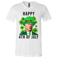 Happy 4th Of July Joe Biden Funny St Patrick's Day V-Neck T-Shirt