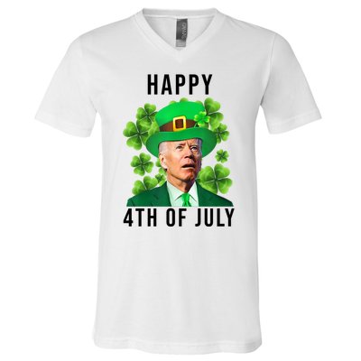 Happy 4th Of July Joe Biden Funny St Patrick's Day V-Neck T-Shirt