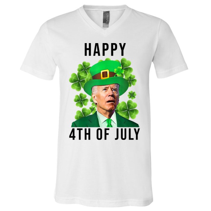Happy 4th Of July Joe Biden Funny St Patrick's Day V-Neck T-Shirt
