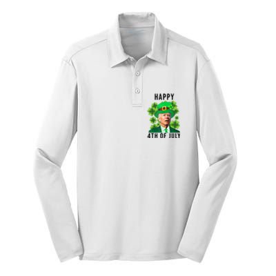 Happy 4th Of July Joe Biden Funny St Patrick's Day Silk Touch Performance Long Sleeve Polo