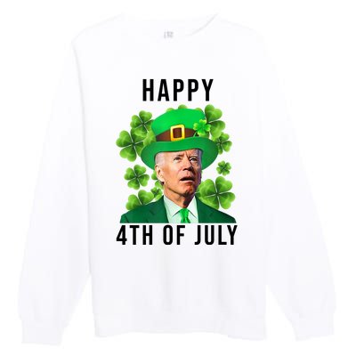 Happy 4th Of July Joe Biden Funny St Patrick's Day Premium Crewneck Sweatshirt