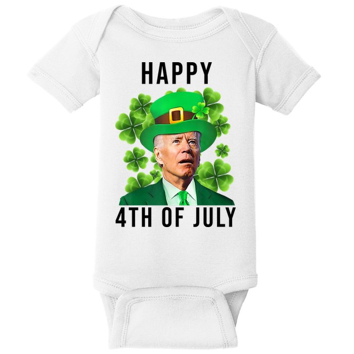 Happy 4th Of July Joe Biden Funny St Patrick's Day Baby Bodysuit