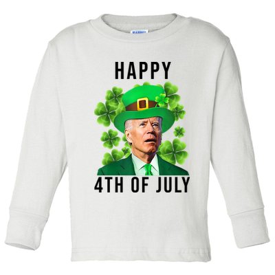 Happy 4th Of July Joe Biden Funny St Patrick's Day Toddler Long Sleeve Shirt